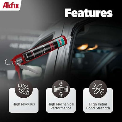 Akfix Urethane Windshield Adhesive Black (2x10.1 fl.oz.) - Fast Curing Car Window Sealant, High Bond Strength Auto Glass Glue | 2 Pack