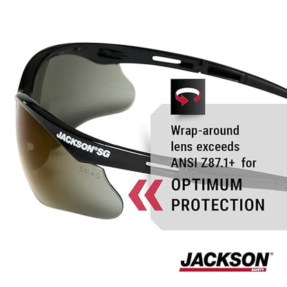 Jackson Safety SG Safety Glasses – Eye Protection for Men and Women – ANSI Z87.1 (Pack of 12)