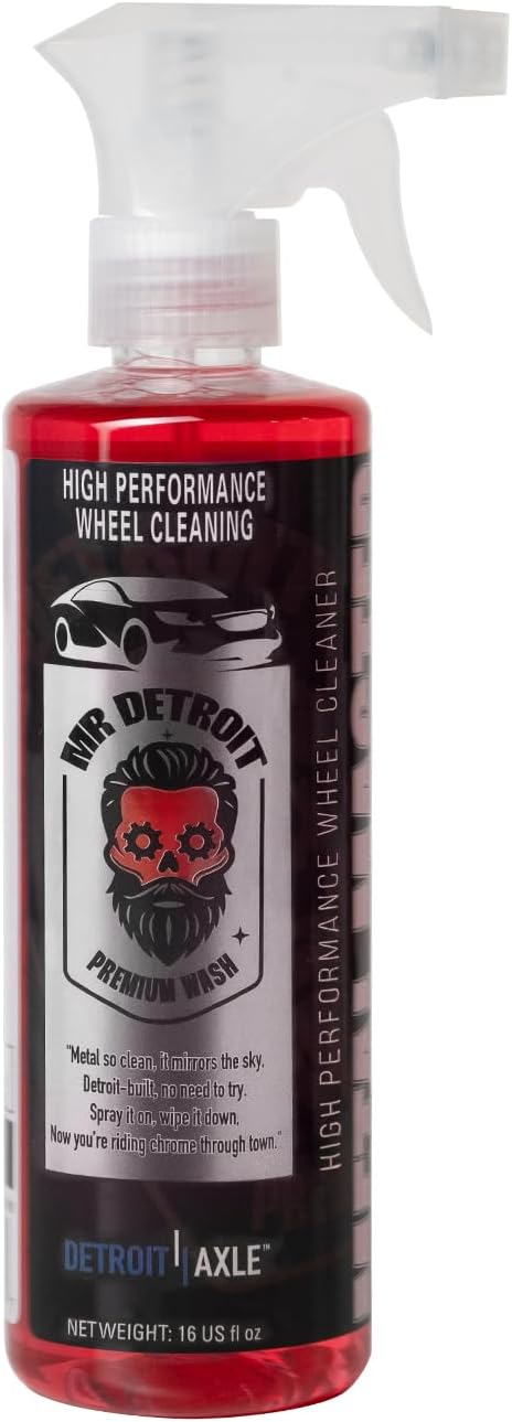 Mr. Detroit - 5pc Car Cleaning Kit with Wheel Brushes and Cleaner, Drill Wheel Brushes, Long Handle Cleaning Brush, Wheel Cleaning Tool for Cars, Rims, Trucks, Brakes and Any Other Narrow Spaces