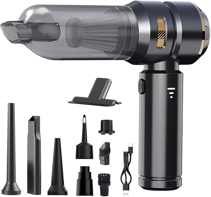 GaFenHanyu Handheld Cordless Vacuum,Car Vacuum Cleaner,4-in-1 20000PA High Power Portable Rechargeable Vacuum Cleaner with Brushless Motor, Small Handheld Vacuum & Air Blower & Pump-Black