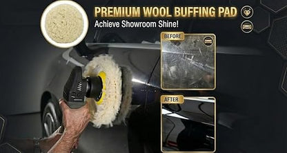 Woolous Wool Buffing Pads 7 Inch, 3 Pack - 100% Natural Wool Pads for Buffing, Polishing & Compounding Cars, Boats, Trucks & Motorcycles - Hook & Loop for Quick Attachment