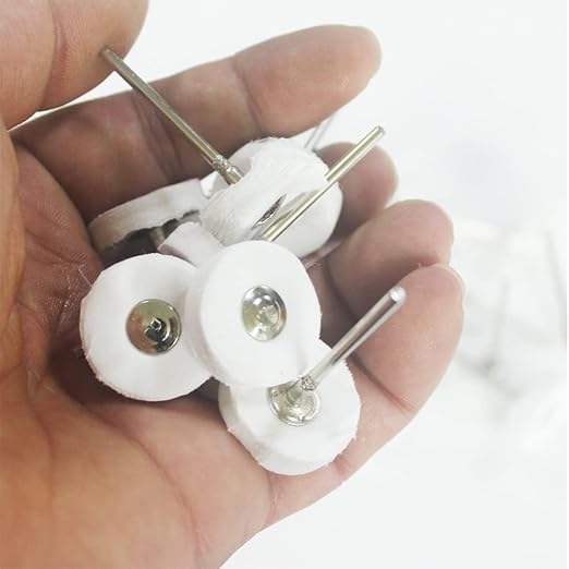 Luo ke 20 Pcs Little Buffing Wheel, 1/8 Inch Cloth Polishing Wheel for Rotary Tools Includes Dremel (White)
