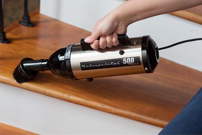 METROVAC VM4SB500 Evolution Hand Vacuum, 120V, 504W, Powerful, Lightweight, All-Steel, Easy Cleanups for Home, Office, Car, Satin Nickel/Black Finish