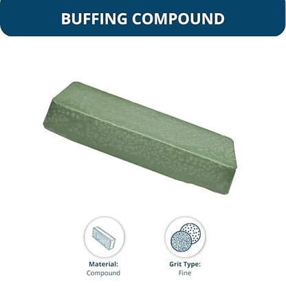 Benchmark Abrasives Buffing Compound for Metal Polishing Removing Scratches from Hard Metals, Stainless Steel, Chrome, Iron, 1 Pound Bar (Emerald Green)