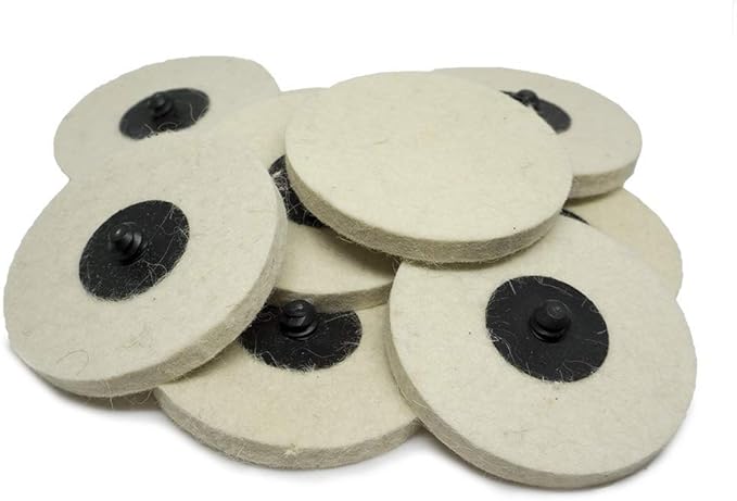 Benchmark Abrasives 3" Polishing & Buffing Felt Quick Change Wool Sanding Discs with a Male R-Type Backing Surface Finish Buffing Polish Burr Rust Paint Removal Use with Die Grinder (10 Pack)