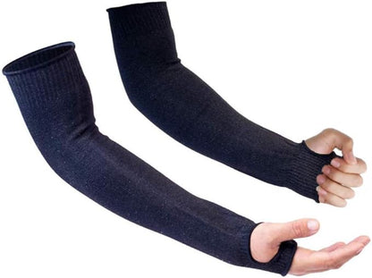 CAWANFLY Protective Arm Sleeves, Level 5 Protection Cut Resistant Sleeve with Thumb Hole (Black)