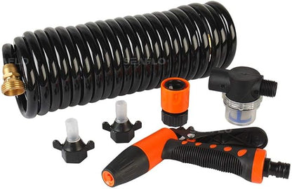 SEAFLO 55-Series Washdown Pump Kit - 12V DC, 5.5 GPM, 70 PSI, Self-Priming, Coiled Hose, Spray Nozzle, High Flow for RV, Boat, Off-Grid, Freshwater, and Saltwater Applications 4-Year Warranty