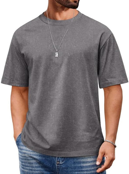 COOFANDY Men's Cotton T-Shirts Oversized Shirt Short Sleeves Streetwear Loose Fit Summer Tee Tops Washed Basic Unisex Shirts