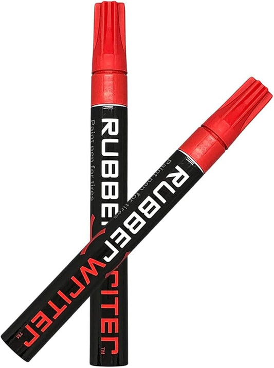 ColorLugs RubberWriter Paint Pen for Car Tires | Oil-Based Marker for Tire Lettering | Waterproof Ink | Fast Drying | Medium Size Tip | Apply at Home | Color: Red | Pack of 2 Pens