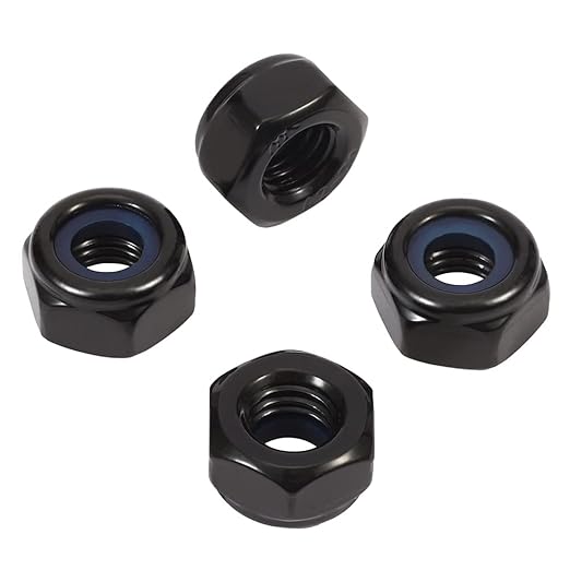 MewuDecor 1/2-13 Nylon Insert Hex Lock Nuts Locknuts, 304 Stainless Steel 18-8, Black Oxide (304), 10 PCS
