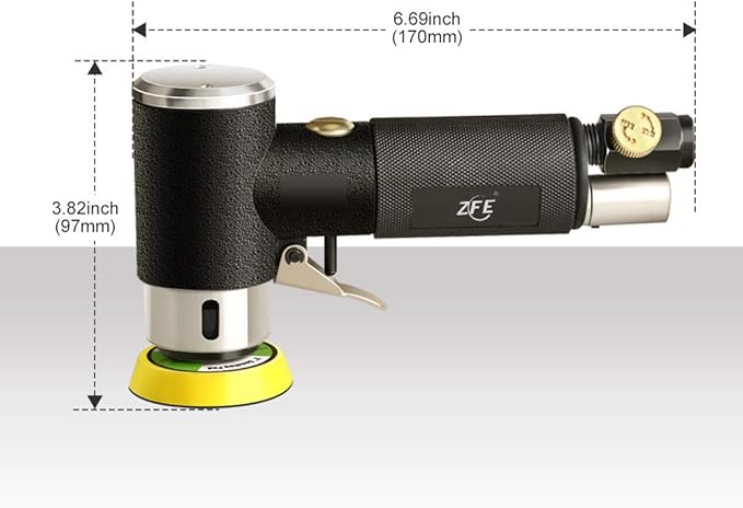 ZFE 1/2/3 Inch Random Orbital Air Sander, Mini Pneumatic Sander for Auto Body Work, High Speed Air Powered Polisher with 15 Polishing Buffing Pads,18 Sandpapers