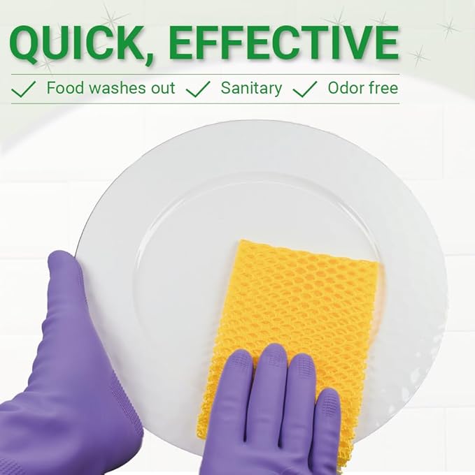 Basic Dish Wash Net (10Pcs) - All Purpose, Non-Scratch, Heavy Duty Dish Scrubbers for Cleaning Dishes, Pots and Pans Color Pink (Yellow 10 Pcs)