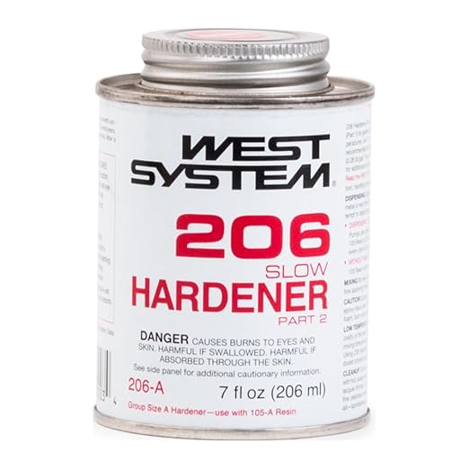 West System 105A Epoxy Resin (32 fl oz) Bundle with 206A Slow Epoxy Hardener (7 fl oz). Also Includes one Resin and one Hardener Pump.