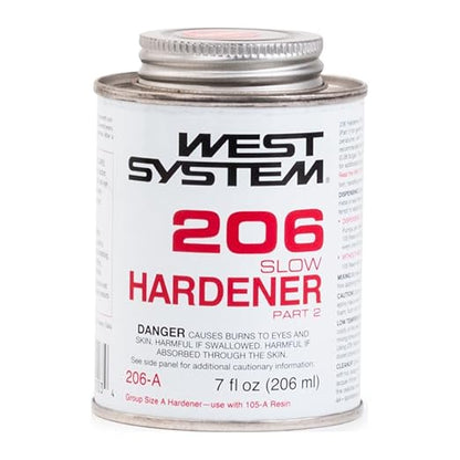 West System 105A Epoxy Resin (32 fl oz) Bundle with 206A Slow Epoxy Hardener (7 fl oz). Also Includes one Resin and one Hardener Pump.
