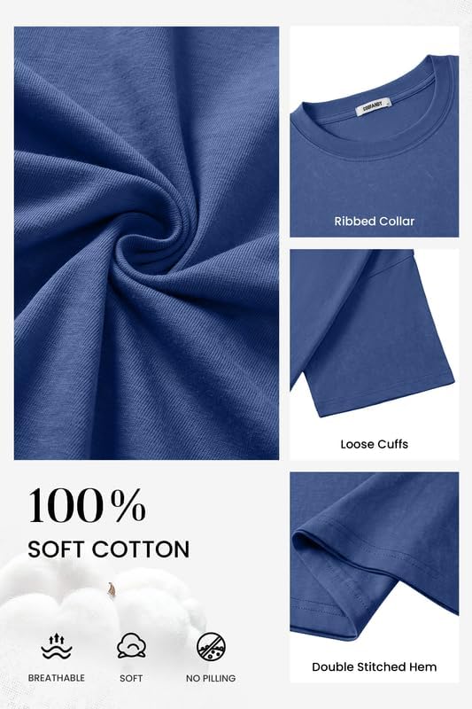 COOFANDY Men's Cotton T-Shirts Oversized Shirt Short Sleeves Streetwear Loose Fit Summer Tee Tops Washed Basic Unisex Shirts