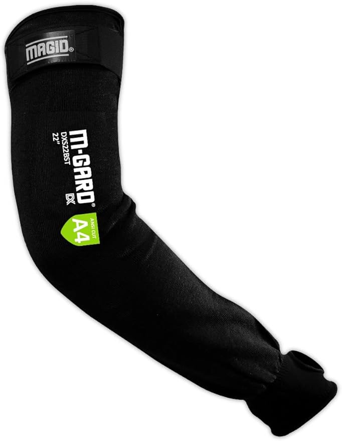 MAGID Cut Resistant Protective Arm Sleeves with Thumb Slot, 30 Pair, Black I Thumbslot: Yes, 22"