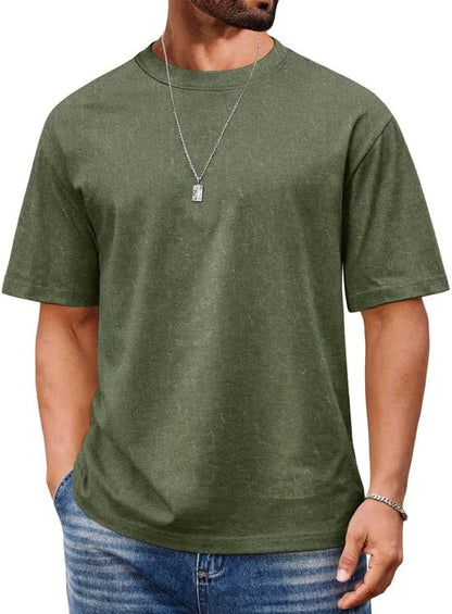 COOFANDY Men's Cotton T-Shirts Oversized Shirt Short Sleeves Streetwear Loose Fit Summer Tee Tops Washed Basic Unisex Shirts