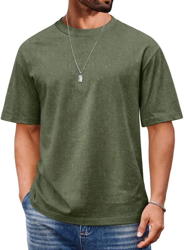 COOFANDY Men's Cotton T-Shirts Oversized Shirt Short Sleeves Streetwear Loose Fit Summer Tee Tops Washed Basic Unisex Shirts