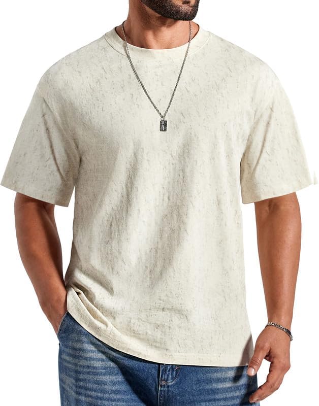 COOFANDY Men's Cotton T-Shirts Oversized Shirt Short Sleeves Streetwear Loose Fit Summer Tee Tops Washed Basic Unisex Shirts