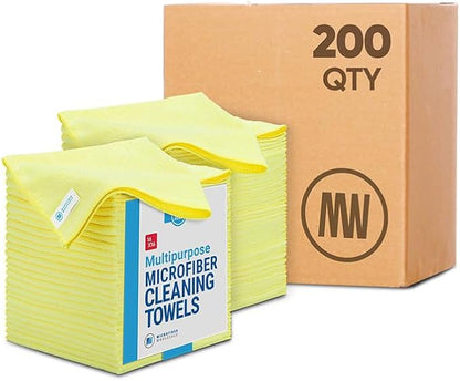 Microfiber Wholesale 16" x 16" All Purpose Towels - (Yellow, 200 Pack)