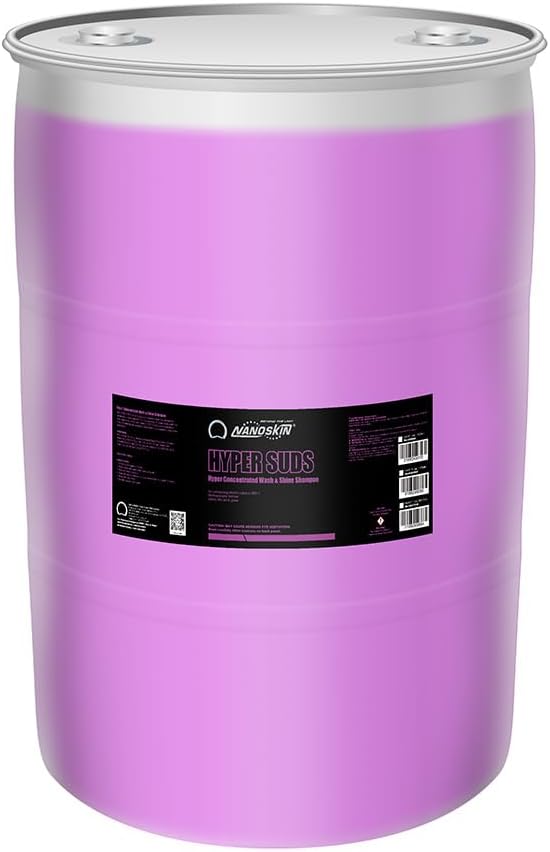 Nanoskin HYPER SUDS Foaming Car Wash Shampoo 55 Gallons - Ultra Concentrated: Works with Foam Cannon, Foam Gun, Bucket Wash, Pressure Washer | Ideal for Use in Mixing/Metering systems | 800:1 Dilution