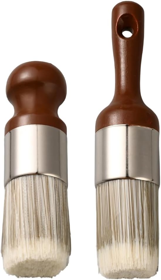 CALFOVERA 2Pcs Leather Furniture Salve Cleaner Brush Brown Wooden Handle Soft PET Bristles Durable Wax Care Repair Oil Horse Hair Brushes Ergonomic Tools for Home Leather Furniture Polishing Cleaning