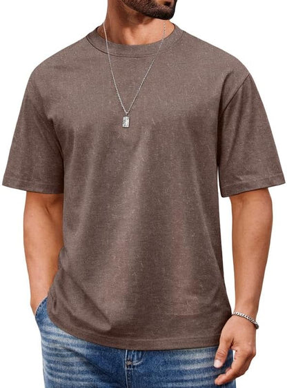 COOFANDY Men's Cotton T-Shirts Oversized Shirt Short Sleeves Streetwear Loose Fit Summer Tee Tops Washed Basic Unisex Shirts