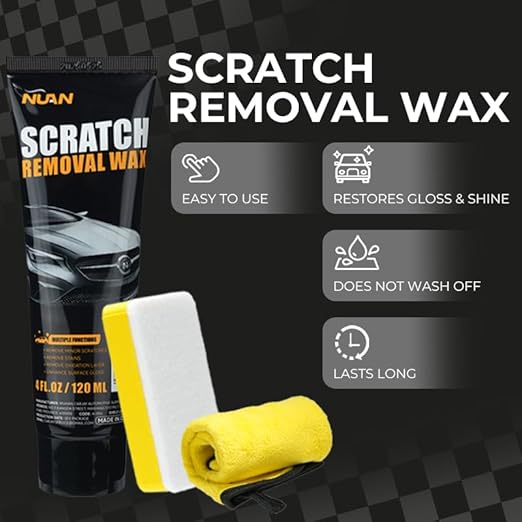 NUAN Car Scratch Removal Wax, Universal Premium Polishing Compound for Deep Scratches, 4 fl oz (120 ML), with Sponge and Cloth,White
