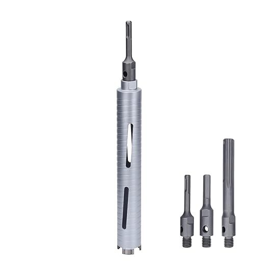 1-1/2 inch Diamond Dry Core Drill Bit, 10" Drilling Depth, 5/8"-11 Thread Core Drill Bit for Concrete Masonry Brick Block, Includes 3 Adapters SDS Plus, SDS Max and Hex (1-1/2 inch)