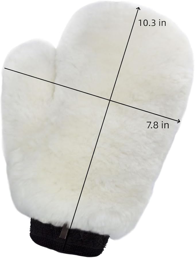Gracefur Ultra-Soft Car Wash Mitt Double-Sided Sheepskin Wash Mitt, Scratch-Free Detailing Lambswool Wash Mitt Extra Large Size Cleaning Gloves for Cars (Fingers, White)