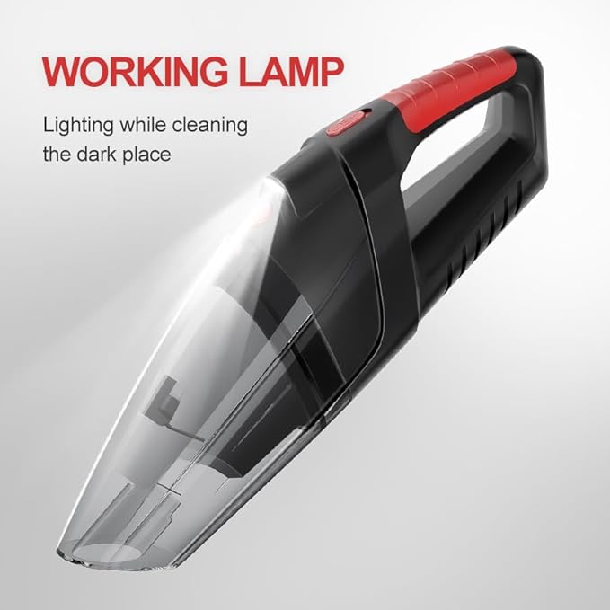 Tradetop Handheld Vacuum Cleaner, Cordless Vacuum Cleaner, 6.5KPA Super Powerful Suction Cleaner, Rechargeable Portable Hand Vacuum,with LED, HEPA Filter, for Home & Pet Hair (Black)
