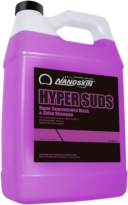 Nanoskin HYPER SUDS Foaming Car Wash Shampoo 1 Gallon - Ultra Concentrated: Works with Foam Cannon, Foam Gun, Bucket Wash, Pressure Washer | Ideal for Use in Mixing/Metering systems | 800:1 Dilution