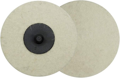 Benchmark Abrasives 3" Polishing & Buffing Felt Quick Change Wool Sanding Discs with a Male R-Type Backing Surface Finish Buffing Polish Burr Rust Paint Removal Use with Die Grinder (10 Pack)
