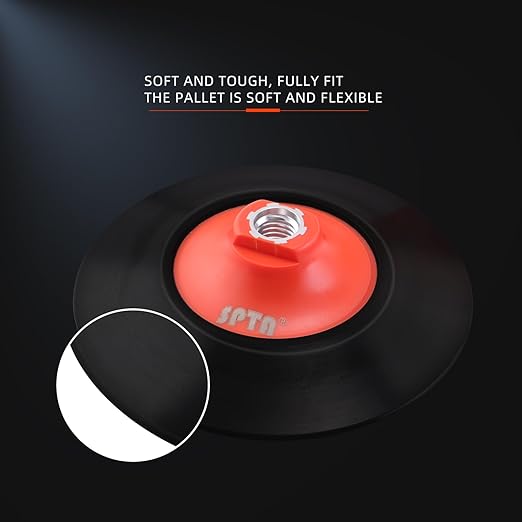 SPTA 2Pcs RO Rotary Flexible Backing Plate, Hoop-and-Loop Face PU Soft Backing Pad Used On Rotary Polisher Sander for Sanding Polishing Buffing Finishing (5/8"-11 Thread, Orange, 6Inch (150mm))