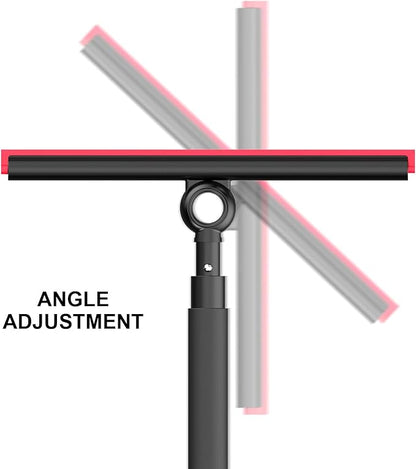 Shower Squeegee for Glass Doors, Window Squeegee for Home,Squeegee with Telescopic Extension Pole,Professional Window Cleaning Tool, Black, for Mirror, Glass, Ceramic Tile