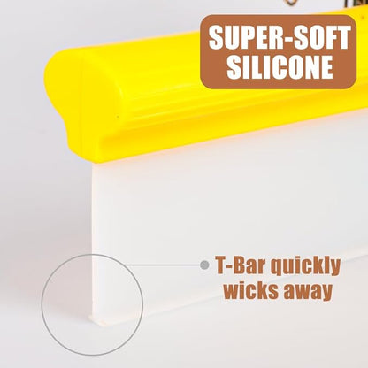 Car Squeegee,12 inch Silicone Automotive Water Wiper for Drying,Flexible Auto T-Bar Water Blade for car, Windshield, Glass, Window, Bathroom(Yellow)