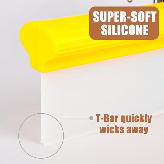 Car Squeegee,12 inch Silicone Automotive Water Wiper for Drying,Flexible Auto T-Bar Water Blade for car, Windshield, Glass, Window, Bathroom(Yellow)