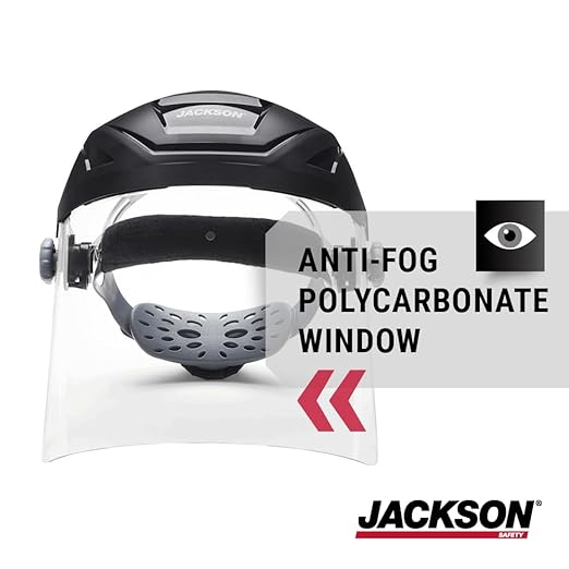 Jackson Safety F4XP Premium Face Shield with Wraparound Window and 370 Speed Dial Headgear, Lightweight, ANSI Z87.1 + High Impact - for Work, Grinding, Cutting