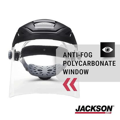 Jackson Safety F4XP Premium Face Shield with Wraparound Window and 370 Speed Dial Headgear, Lightweight, ANSI Z87.1 + High Impact - for Work, Grinding, Cutting