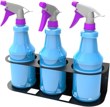 JINGCHENGMEI 2Pcs of 3 Spray Bottles Holder, Steel Wall Mount Storage Organizer for All-Purpose at Garage and Home (SBH-3B2Pcs)