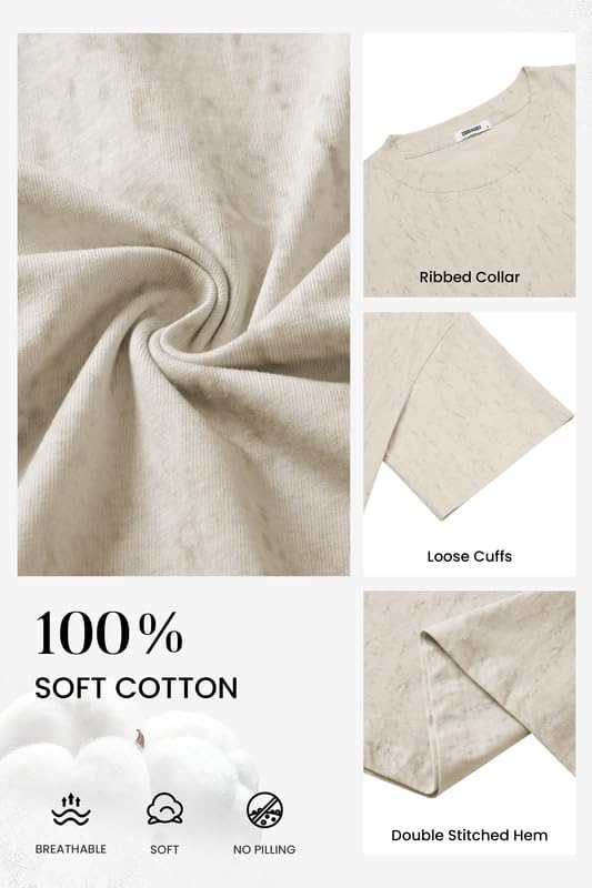 COOFANDY Men's Cotton T-Shirts Oversized Shirt Short Sleeves Streetwear Loose Fit Summer Tee Tops Washed Basic Unisex Shirts