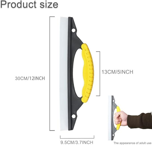 Antislip Water Blade for Car Drying - 12inches Water Wiper Silicone Squeegee Natural Rubber Car Dryer for Window, Glass, Vehicle, Yellow.