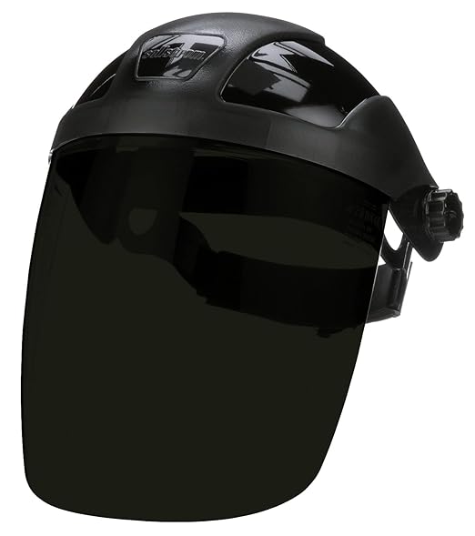 Sellstrom DP4 Face Shield - Lightweight Mask with High Impact Crown & Ratchet Headgear for Work, Grinding, Cutting - ANSI Z87.1 - Anti Fog Polycarbonate Window