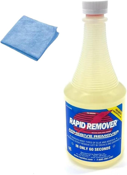 Rapid Tac - Rapid Remover 32oz Adhesive Remover Microfiber Towel Bundle