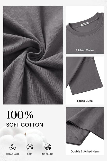 COOFANDY Men's Cotton T-Shirts Oversized Shirt Short Sleeves Streetwear Loose Fit Summer Tee Tops Washed Basic Unisex Shirts