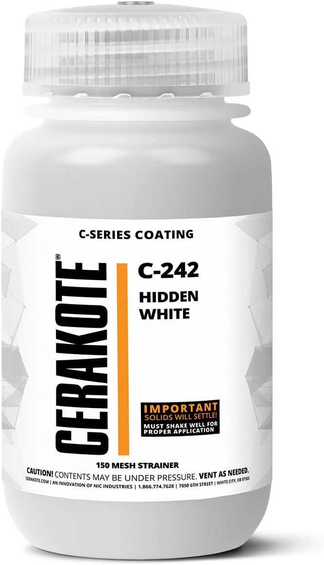 CERAKOTE® (AIR CURE C-SERIES HIDDEN WHITE (128oz) |C-242G|-Our Ceramic Technology Combines Performance with Color on All- Metals, Polymers + More