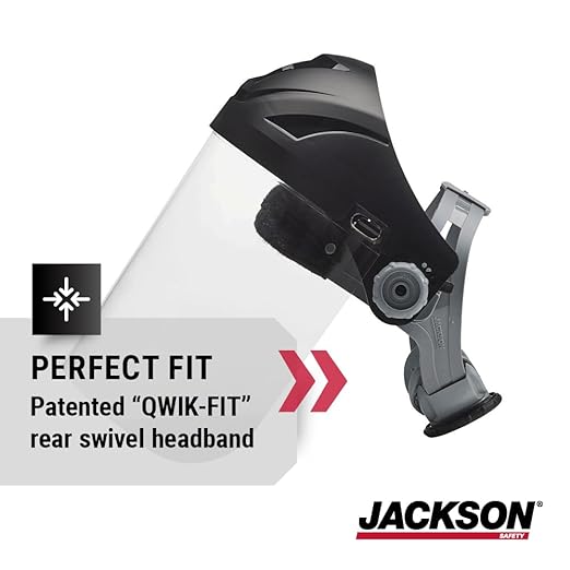 Jackson Safety F4XP Premium Face Shield with Wraparound Window and 370 Speed Dial Headgear, Lightweight, ANSI Z87.1 + High Impact - for Work, Grinding, Cutting