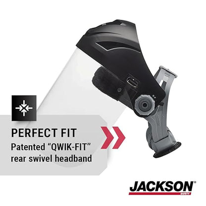 Jackson Safety F4XP Premium Face Shield with Wraparound Window and 370 Speed Dial Headgear, Lightweight, ANSI Z87.1 + High Impact - for Work, Grinding, Cutting
