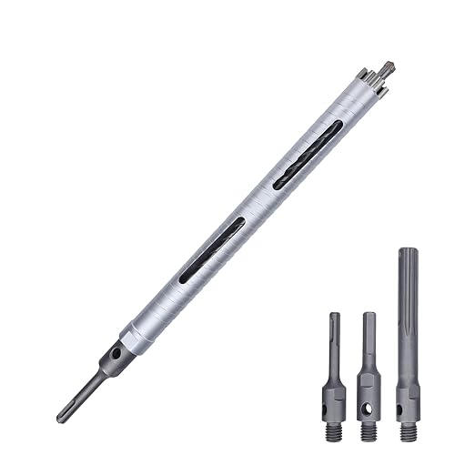 1 inch Diamond Dry Core Drill Bit, 10" Drilling Depth, 5/8"-11 Thread Core Drill Bit for Concrete Masonry Brick Block, Includes 3 Adapters SDS Plus, SDS Max and Hex (1 inch)