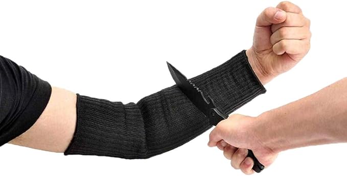 SUYAMI Arm Protection Sleeves, Cut Resistant Sleeves Level 5 Protection, Slash Resistant Anti Abrasion Safety Arm Guards (A-black sleeve, one size)